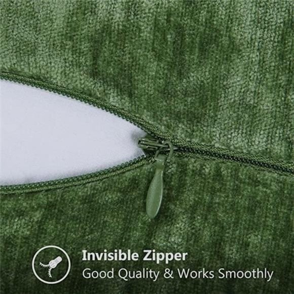 Set Of 2 |  Green  |  Christmas Chenille Soft Throw Pillow Covers 18x18 | Decor - Picture 6 of 6